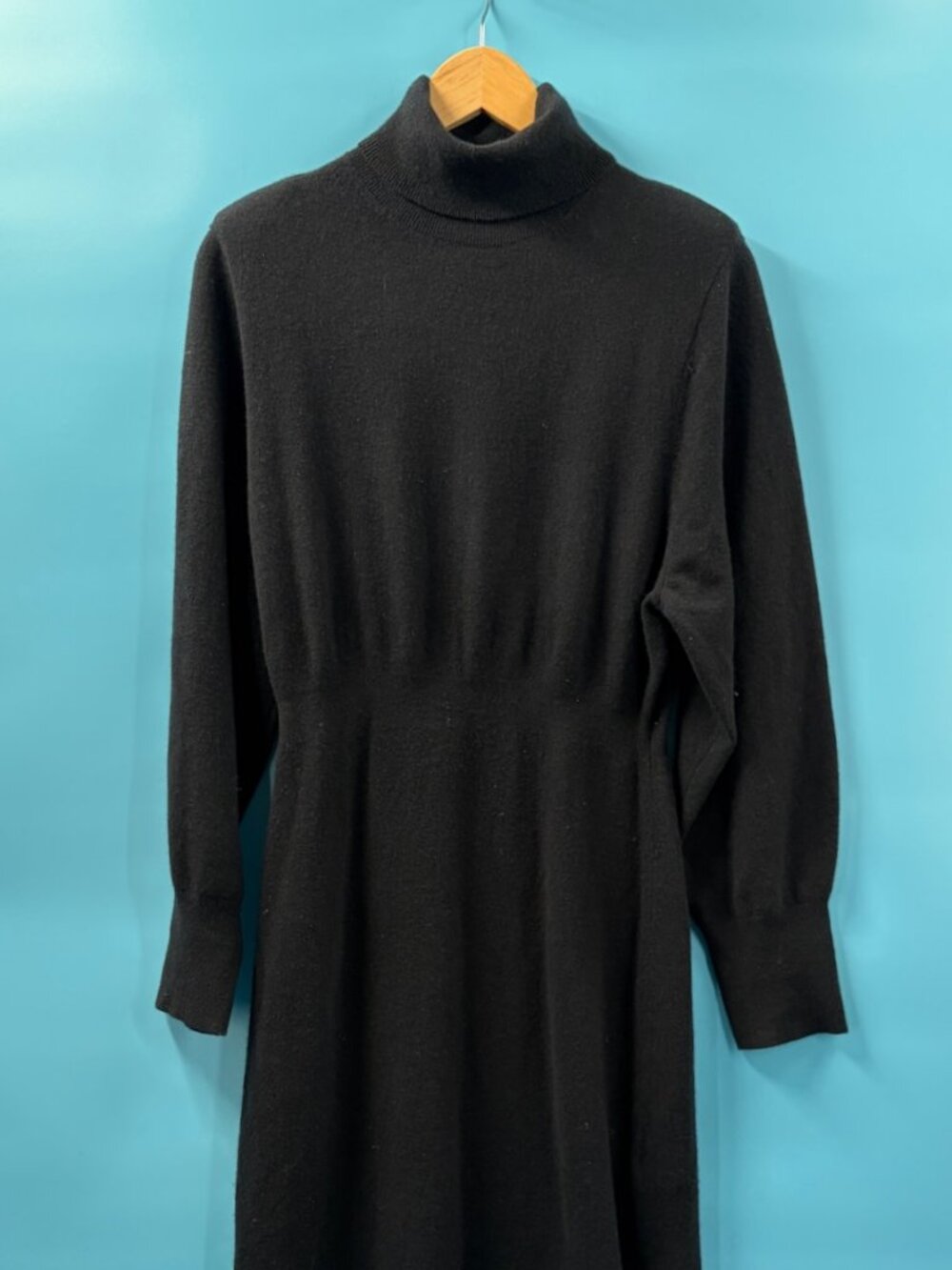 Other Stories Paris Atelier Black 100% Merino Wool Turtleneck Sweater Dress